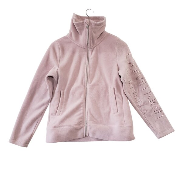 Calvin Klein Performance Womens Light Pink Fleece Zip Jacket High Collar Size XS - Picture 1 of 6